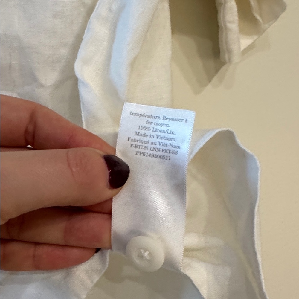 Everlane 100% Linen Camp Collar White Button Down Shirt, size XS - Picture 7 of 7